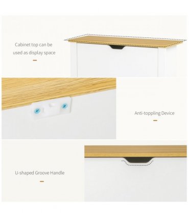 Shoe Cabinet Spacious 2 Drawers Particle Board White 80H x 72L x 26Dcm