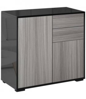 Side Cabinet Black Light Grey 140 x 160H cm 2 Door Cabinet and 2 Drawer Storage