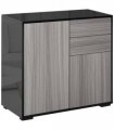 Side Cabinet Black Light Grey 140 x 160H cm 2 Door Cabinet and 2 Drawer Storage