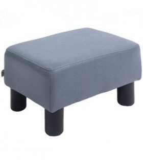Ottoman Footrest Seat Chair Footstool Grey PU Leather 24H x 40L x 30Wcm Comfy