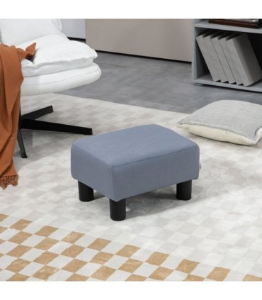 Ottoman Footrest Seat Chair Footstool Grey PU Leather 24H x 40L x 30Wcm Comfy