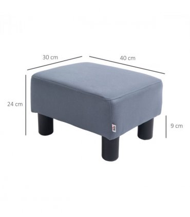 Ottoman Footrest Seat Chair Footstool Grey PU Leather 24H x 40L x 30Wcm Comfy