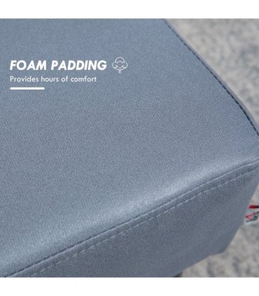Ottoman Footrest Seat Chair Footstool Grey PU Leather 24H x 40L x 30Wcm Comfy
