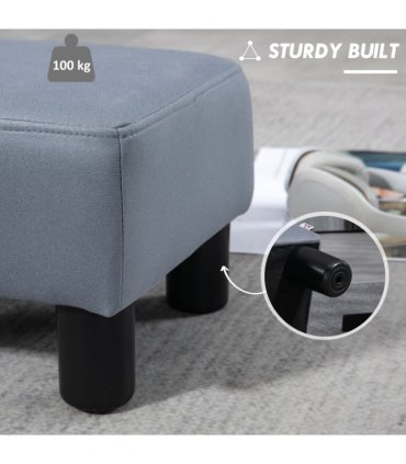 Ottoman Footrest Seat Chair Footstool Grey PU Leather 24H x 40L x 30Wcm Comfy