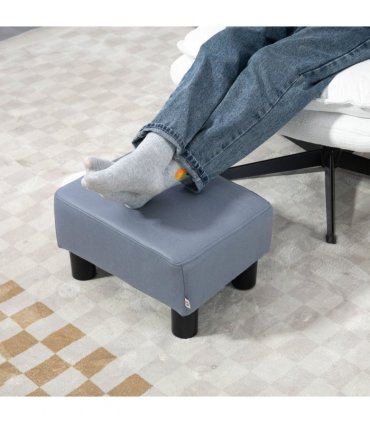 Ottoman Footrest Seat Chair Footstool Grey PU Leather 24H x 40L x 30Wcm Comfy