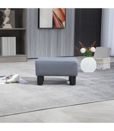 Ottoman Footrest Seat Chair Footstool Grey PU Leather 24H x 40L x 30Wcm Comfy