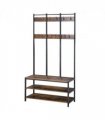 Entryway Coat Rack Hall Tree Shoe Bench 3 in 1 Design Metal Rack HOMCOM