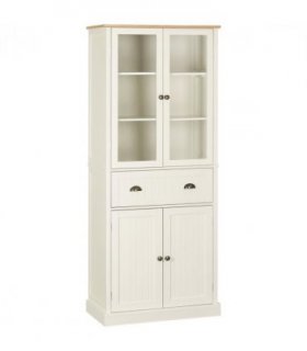 Kitchen Cupboard, 5-tier Storage Cabinet with Adjustable Shelves, Cream