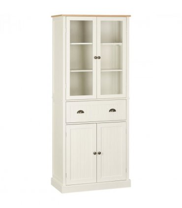Kitchen Cupboard, 5-tier Storage Cabinet with Adjustable Shelves, Cream