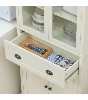Kitchen Cupboard, 5-tier Storage Cabinet with Adjustable Shelves, Cream