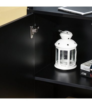 Side Cabinet with 2 Door Cabinet and 2 Drawer for Home Office Black