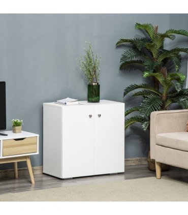 HOMCOM Freestanding Storage Cabinet w/ Two Shelves Wooden Sideboard - White