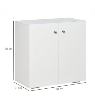 HOMCOM Freestanding Storage Cabinet w/ Two Shelves Wooden Sideboard - White