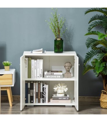 HOMCOM Freestanding Storage Cabinet w/ Two Shelves Wooden Sideboard - White