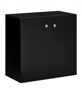 Wooden Sideboard Black 70H x 70W x 39Dcm Particleboard Modern Design Two Shelves