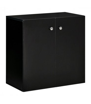 Wooden Sideboard Black 70H x 70W x 39Dcm Particleboard Modern Design Two Shelves