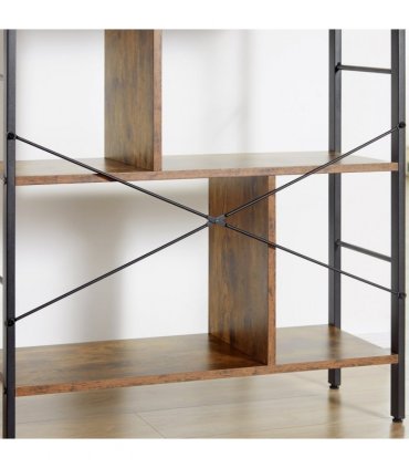 Metal Industrial Storage Shelf Bookcase Rustic Brown 198cm Long x 140cm H