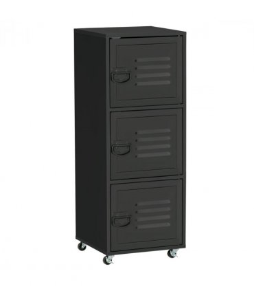 Rolling Storage Cabinet 3-Tier Mobile File Cabinet with Wheels Black