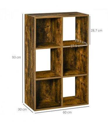 Storage Shelf Rustic Brown 3-tier 60W x 30D x 93Hcm Particleboard Shelf