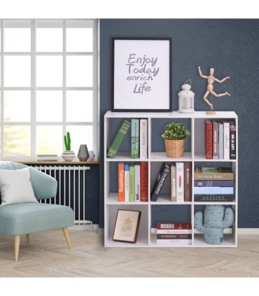 9 Cube Storage Unit Cabinet Bookcase Display Shelves Chipboard - White