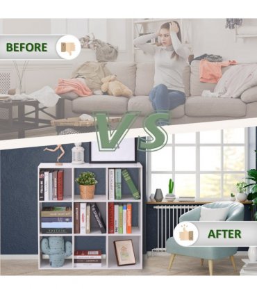 9 Cube Storage Unit Cabinet Bookcase Display Shelves Chipboard - White