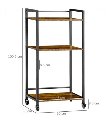 HOMCOM 3-Tier Printer Stand, Utility Cart, Rolling Trolley Adjustable Shelves
