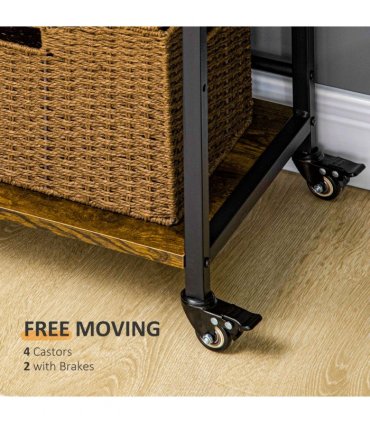 HOMCOM 3-Tier Printer Stand, Utility Cart, Rolling Trolley Adjustable Shelves
