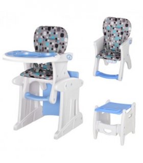 3-in-1 Convertible Baby High Chair Booster Seat w/ Removable Tray Blue