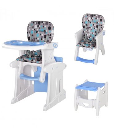 3-in-1 Convertible Baby High Chair Booster Seat w/ Removable Tray Blue