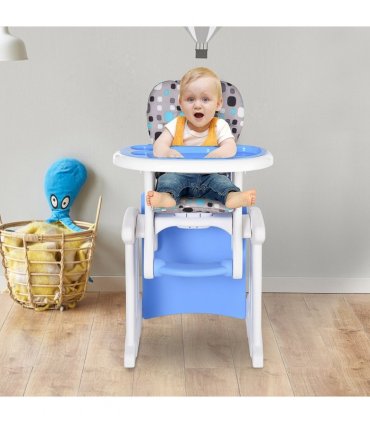3-in-1 Convertible Baby High Chair Booster Seat w/ Removable Tray Blue