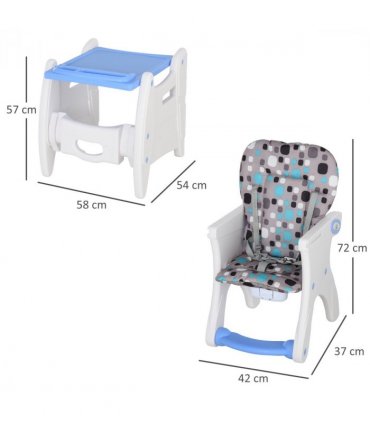 3-in-1 Convertible Baby High Chair Booster Seat w/ Removable Tray Blue
