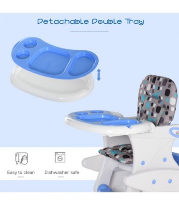 3-in-1 Convertible Baby High Chair Booster Seat w/ Removable Tray Blue