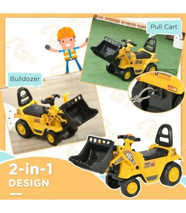 Ride-On Bulldozer Toddler Scooter Storage Cart Construction Truck