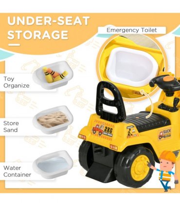 Ride-On Bulldozer Toddler Scooter Storage Cart Construction Truck