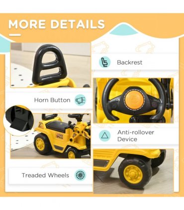 Ride-On Bulldozer Toddler Scooter Storage Cart Construction Truck