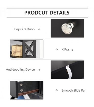 Console Table Side Desk Shelves Drawers Open Top Hallway Black