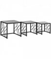 HOMCOM Set of 3 Nesting Coffee Tables Square End Tables w/ Metal Frame, Grey