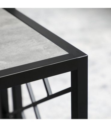 HOMCOM Set of 3 Nesting Coffee Tables Square End Tables w/ Metal Frame, Grey