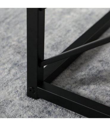 HOMCOM Set of 3 Nesting Coffee Tables Square End Tables w/ Metal Frame, Grey