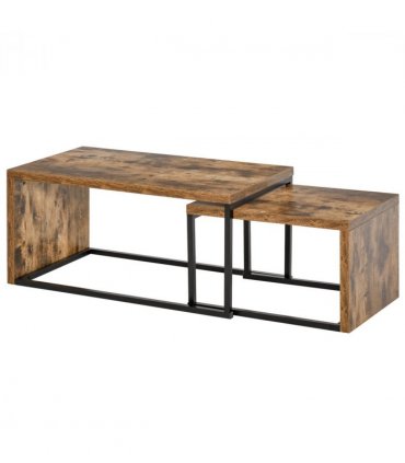 Coffee Table  of 2, Side Table, Tea Table, MDF, Dark Brown, 108W x 30D x 60H cm