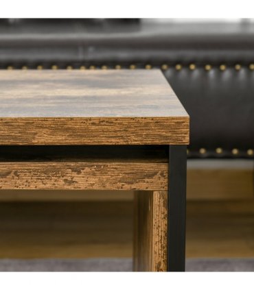 Coffee Table  of 2, Side Table, Tea Table, MDF, Dark Brown, 108W x 30D x 60H cm