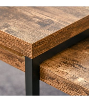 Coffee Table  of 2, Side Table, Tea Table, MDF, Dark Brown, 108W x 30D x 60H cm