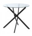 Side Table Black Glass Metal 80x80x75cm 0.7cm 5kg Clear Glass Top Modern