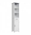 kleankin Tall Bathroom Storage Cabinet, Slim Freestanding Linen Tower, White