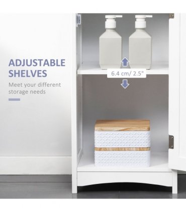 kleankin Tall Bathroom Storage Cabinet, Slim Freestanding Linen Tower, White