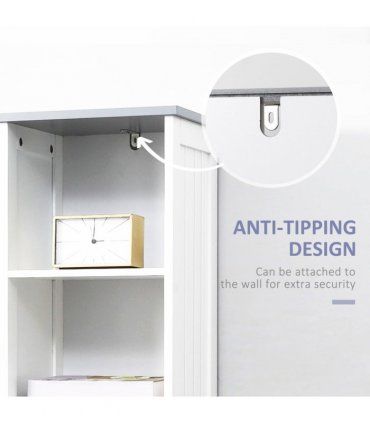 kleankin Tall Bathroom Storage Cabinet, Slim Freestanding Linen Tower, White