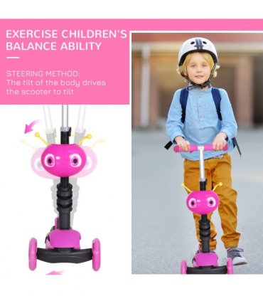 Kids Baby Toddler Kick Scooter Pink 5-in-1 Removable Seat Height Adjustable