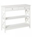 Console Table Side Desk Shelves Drawers Open Top Hfiallway White