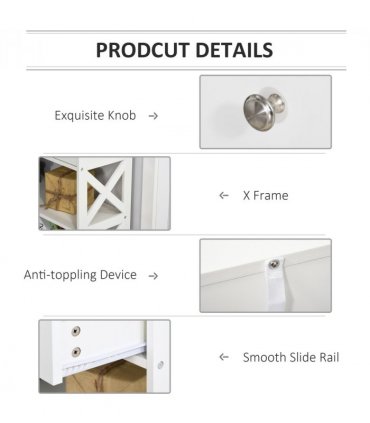 Console Table Side Desk Shelves Drawers Open Top Hfiallway White