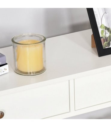 Console Table Side Desk Shelves Drawers Open Top Hfiallway White